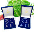 Outils de travail miniatures maçonniques un ensemble Mason Freemason Gift 9 pièces commémoratives avec Blue Box pour présent